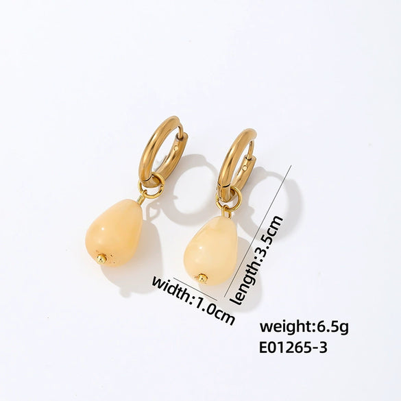 Jewelry Stainless Steel Water Dropshaped Electroplated Simple Women's Earrings