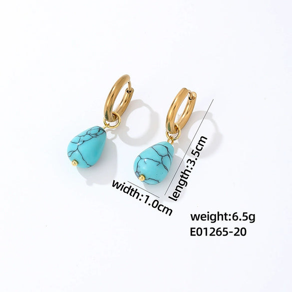 Jewelry Stainless Steel Water Dropshaped Electroplated Simple Women's Earrings