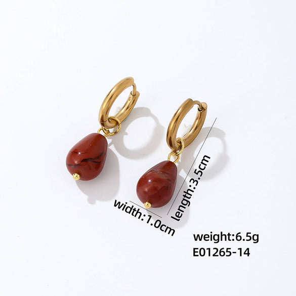 Jewelry Stainless Steel Water Dropshaped Electroplated Simple Women's Earrings
