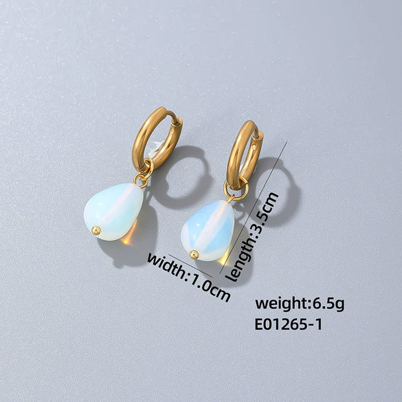 Jewelry Stainless Steel Water Dropshaped Electroplated Simple Women's Earrings