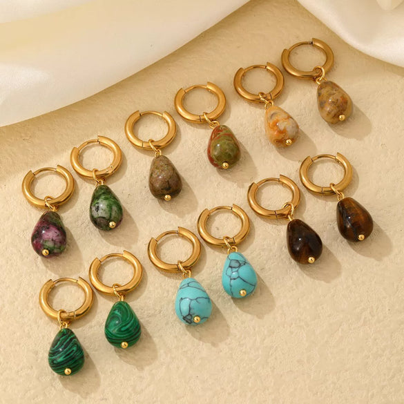 Jewelry Stainless Steel Water Dropshaped Electroplated Simple Women's Earrings