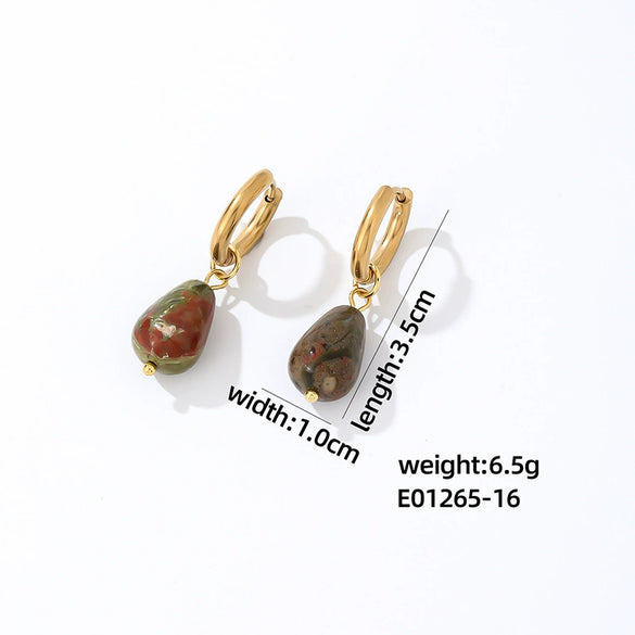 Jewelry Stainless Steel Water Dropshaped Electroplated Simple Women's Earrings
