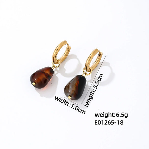 Jewelry Stainless Steel Water Dropshaped Electroplated Simple Women's Earrings