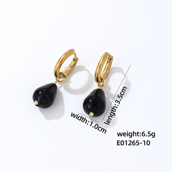 Jewelry Stainless Steel Water Dropshaped Electroplated Simple Women's Earrings