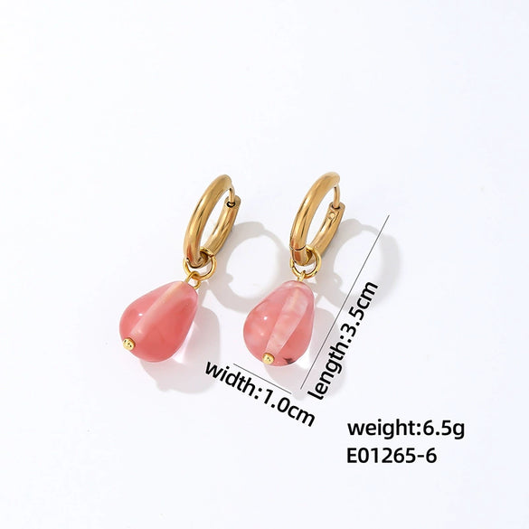 Jewelry Stainless Steel Water Dropshaped Electroplated Simple Women's Earrings