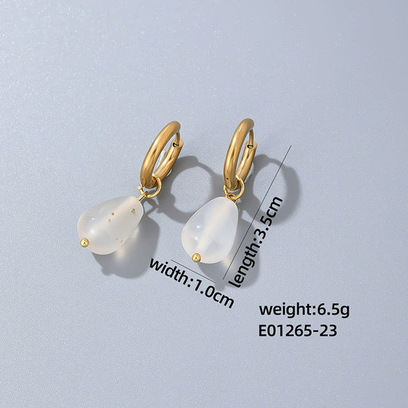 Jewelry Stainless Steel Water Dropshaped Electroplated Simple Women's Earrings