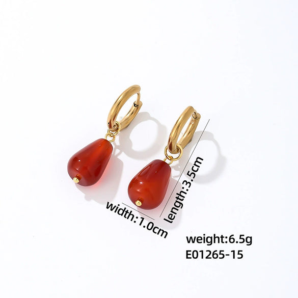 Jewelry Stainless Steel Water Dropshaped Electroplated Simple Women's Earrings