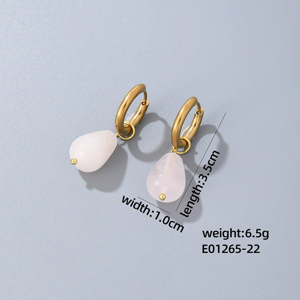 Jewelry Stainless Steel Water Dropshaped Electroplated Simple Women's Earrings