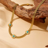 Jewelry Stainless Steel Woven Soft Chain Sunflower With Blue Turquoise Electroplated Bracelet Earrings Necklace For Women