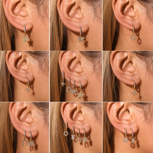 Jewelry Stainless Steel Zircon Geometric Elements Handmade Pvd Electroplated Niche Trendy Earrings