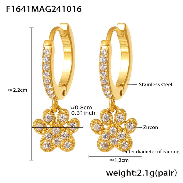 Jewelry Stainless Steel Zircon Geometric Elements Handmade Pvd Electroplated Niche Trendy Earrings