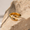 Jewelry Stainless Steel Zircon Open Ring Elegant Style Electroplating Women