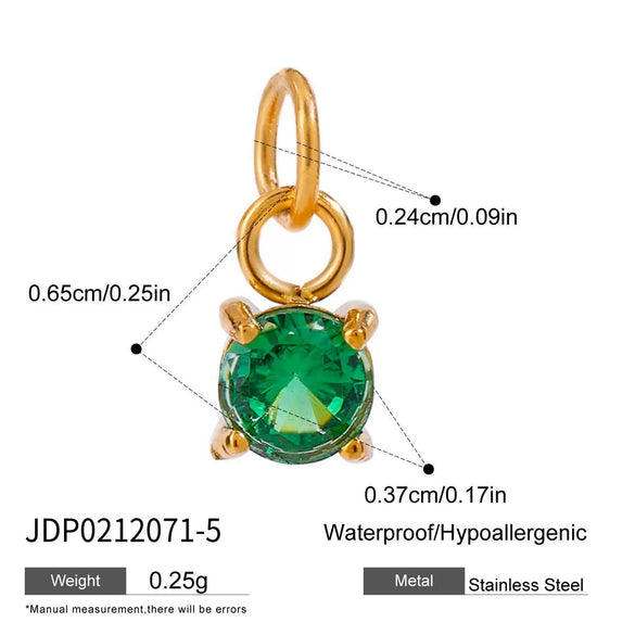 Jewelry Stainless Steel Zircon Pendant Electroplated Birthstone Water Drop Pearl
