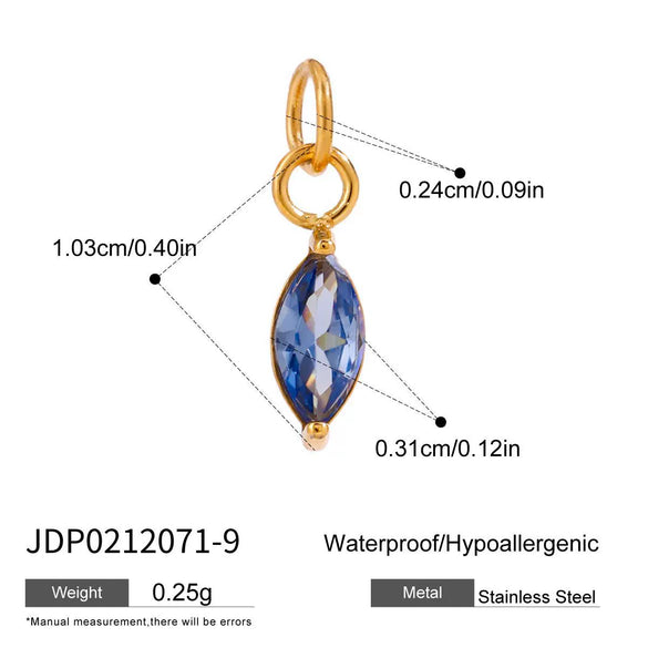 Jewelry Stainless Steel Zircon Pendant Electroplated Birthstone Water Drop Pearl