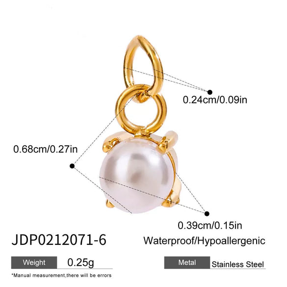 Jewelry Stainless Steel Zircon Pendant Electroplated Birthstone Water Drop Pearl
