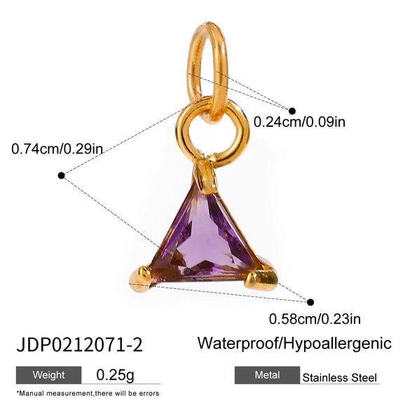Jewelry Stainless Steel Zircon Pendant Electroplating Birthstone Water Drop Design