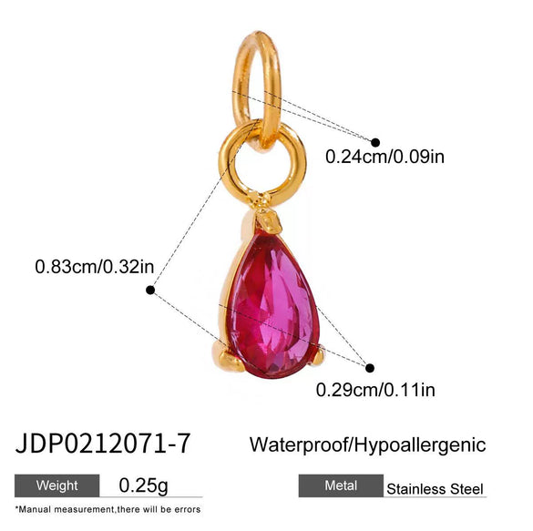 Jewelry Stainless Steel Zircon Pendant Electroplating Birthstone Water Drop Design