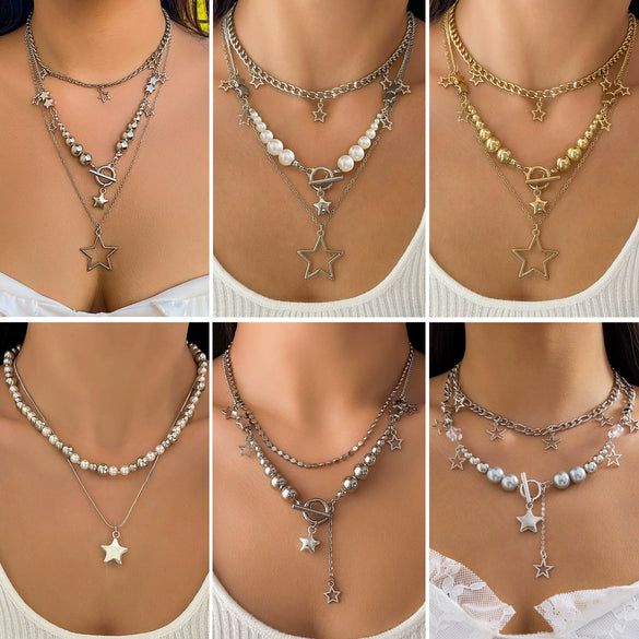 Jewelry Star Shape Iron Chain Copper Chain Alloy Pendant Electroplating Hip Hop Style For Women