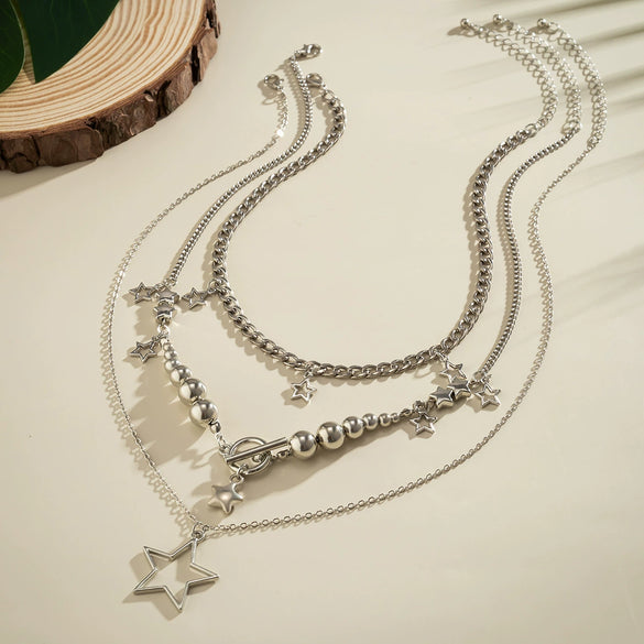 Jewelry Star Shape Iron Chain Copper Chain Alloy Pendant Electroplating Hip Hop Style For Women