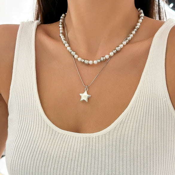 Jewelry Star Shape Iron Chain Copper Chain Alloy Pendant Electroplating Hip Hop Style For Women