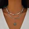 Jewelry Starfish Imitation Pearl Alloy Geometric Niche Multi Layer Clavicle Chain Electroplated