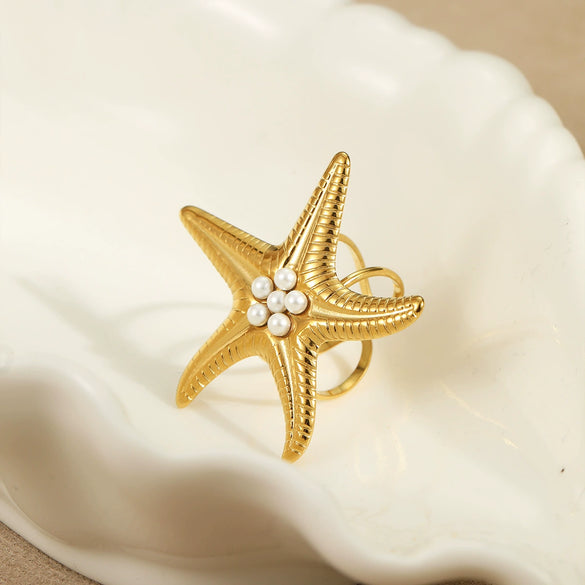 Jewelry Starfish Pearl Stainless Steel 18K Geometric Electroplating Women's