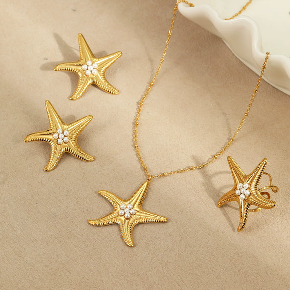 Jewelry Starfish Pearl Stainless Steel 18K Geometric Electroplating Women's
