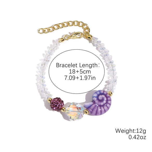 Jewelry Starfish Shell Artificial Crystal Marine Life Set With Diamonds Necklace Bracelet For Women