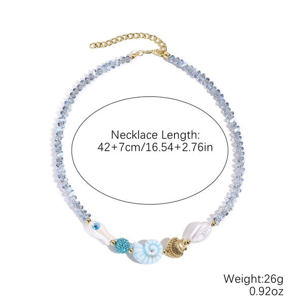 Jewelry Starfish Shell Artificial Crystal Marine Life Set With Diamonds Necklace Bracelet For Women