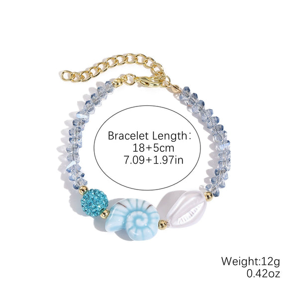 Jewelry Starfish Shell Artificial Crystal Marine Life Set With Diamonds Necklace Bracelet For Women