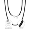 Jewelry 925 Sterling Silver Buckle Black Leather Rope Necklace Geometric Style