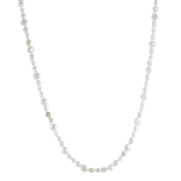 Jewelry 925 Sterling Silver Geometric Baroque Pearl Multilayered Clavicle Chain Electroplated Simple Design