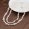 Jewelry 925 Sterling Silver Geometric Baroque Pearl Multilayered Clavicle Chain Electroplated Simple Design
