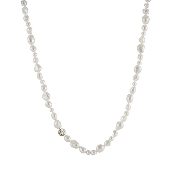 Jewelry 925 Sterling Silver Geometric Baroque Pearl Multilayered Clavicle Chain Electroplated Simple Design