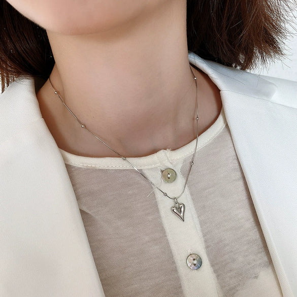 Jewelry 925 Sterling Silver Geometric Heart Necklace For Women