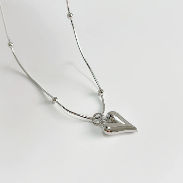 Jewelry 925 Sterling Silver Geometric Heart Necklace For Women