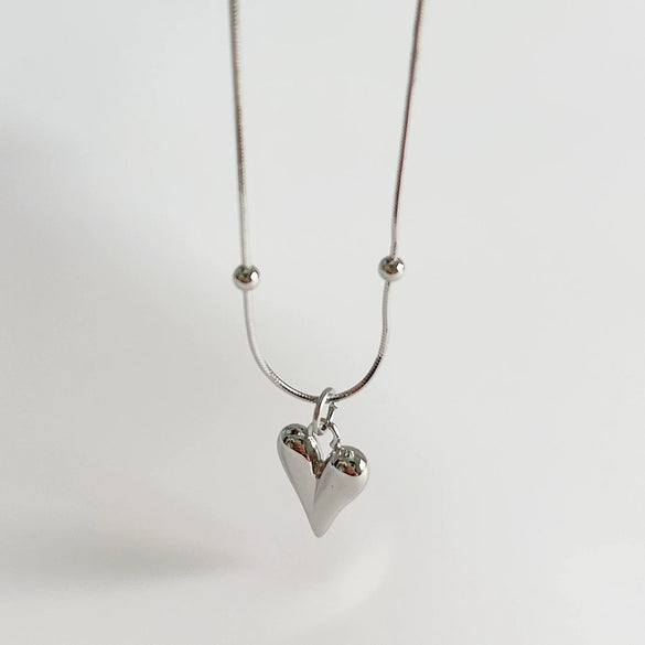 Jewelry 925 Sterling Silver Geometric Heart Necklace For Women