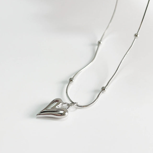 Jewelry 925 Sterling Silver Geometric Heart Necklace For Women