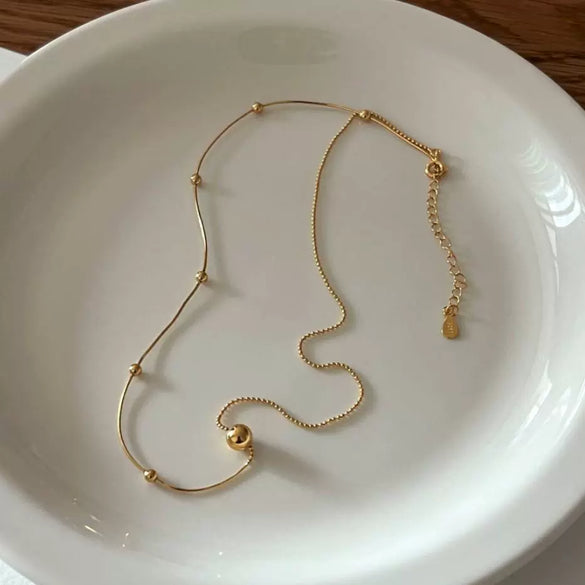 Jewelry 925 Sterling Silver Geometric Snake Bone Ball Necklace