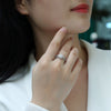 Jewelry 925 Sterling Silver Geometric Style Ring Set With Diamonds For Women