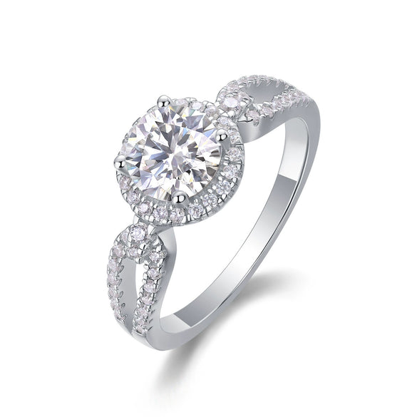Jewelry 925 Sterling Silver Geometric Style Ring Set With Diamonds For Women