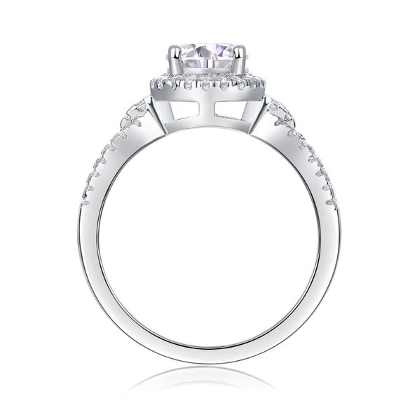 Jewelry 925 Sterling Silver Geometric Style Ring Set With Diamonds For Women
