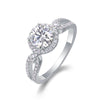 Jewelry 925 Sterling Silver Geometric Style Ring Set With Diamonds For Women