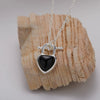 Jewelry 925 Sterling Silver Inlaid Natural Black Agate Heart Shape Love Necklace For Women