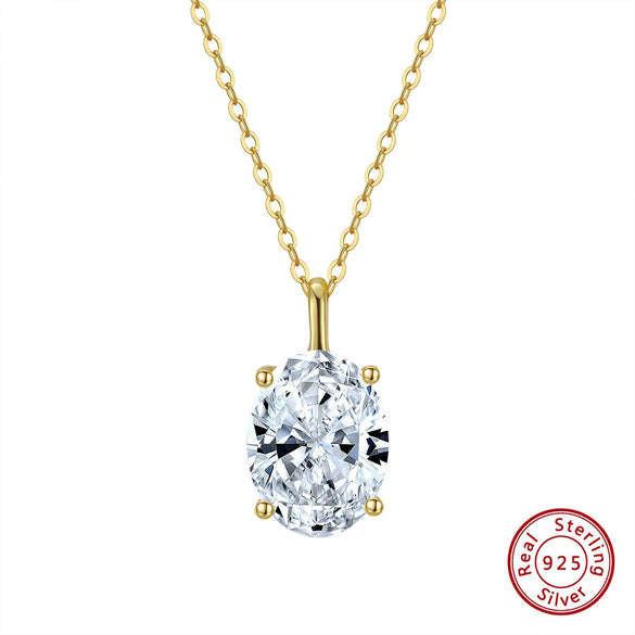 Jewelry 925 Sterling Silver Inlaid Zircon Clavicle Necklace Geometric Polished