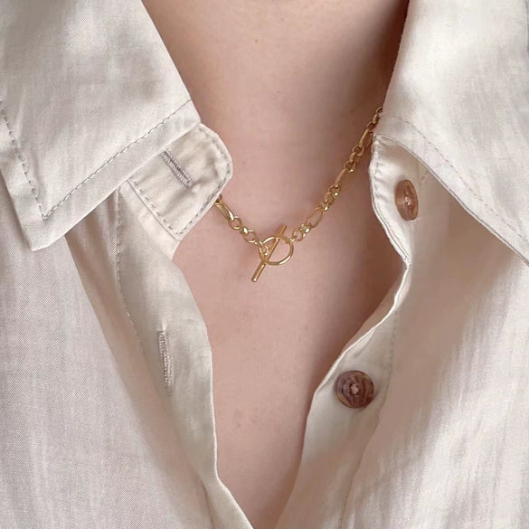 Jewelry 925 Sterling Silver Pearl Chain Necklace Geometric Style For Women