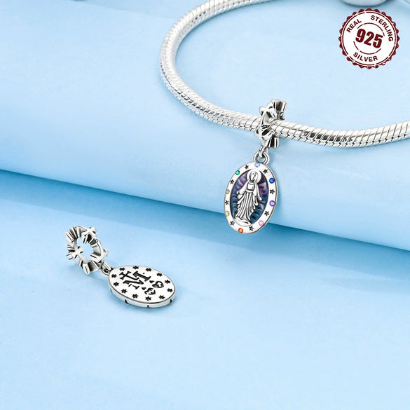 Jewelry 925 Sterling Silver Religious Symbol Mother Of Mercy Pendant Dripping Oil Design