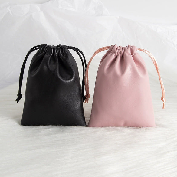 Jewelry Storage Bag Pu Leather Drawstring
