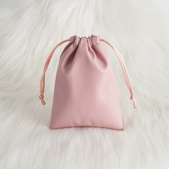 Jewelry Storage Bag Pu Leather Drawstring