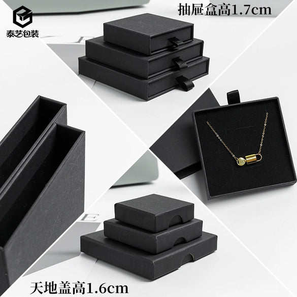 Jewelry Storage Box Black Card Lid Paper Cardboard Jewelry Packaging Box